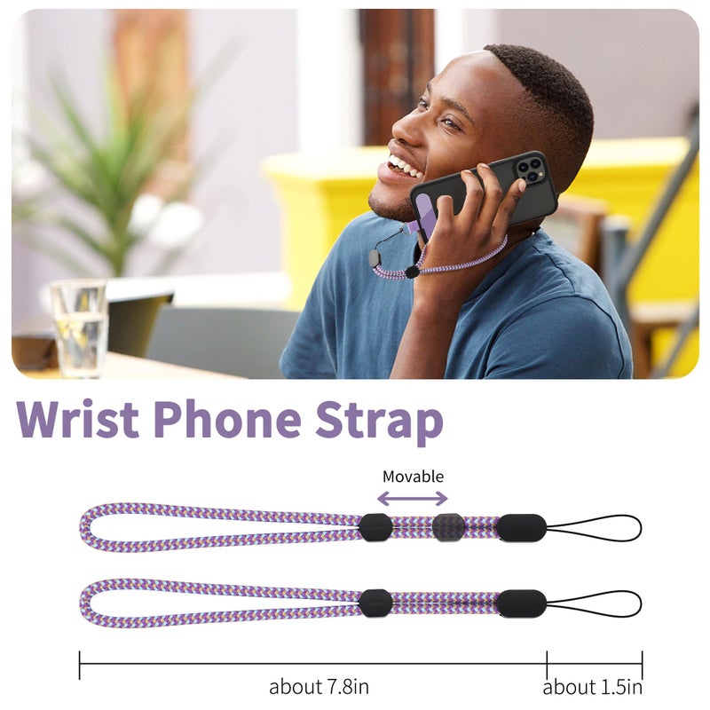 CACOE Phone Lanyard 2 Pcs-1 Pcs Adjustable Neck Strap, 1 Pcs Wrist Strap, 2 Pads, Universal Crossbody Multifuctional Cell Phone Lanyards Compatible with Most Smartphones(Purple Blue) - Image 2