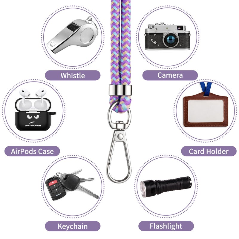 CACOE Phone Lanyard 2 Pcs-1 Pcs Adjustable Neck Strap, 1 Pcs Wrist Strap, 2 Pads, Universal Crossbody Multifuctional Cell Phone Lanyards Compatible with Most Smartphones(Purple Blue) - Image 4