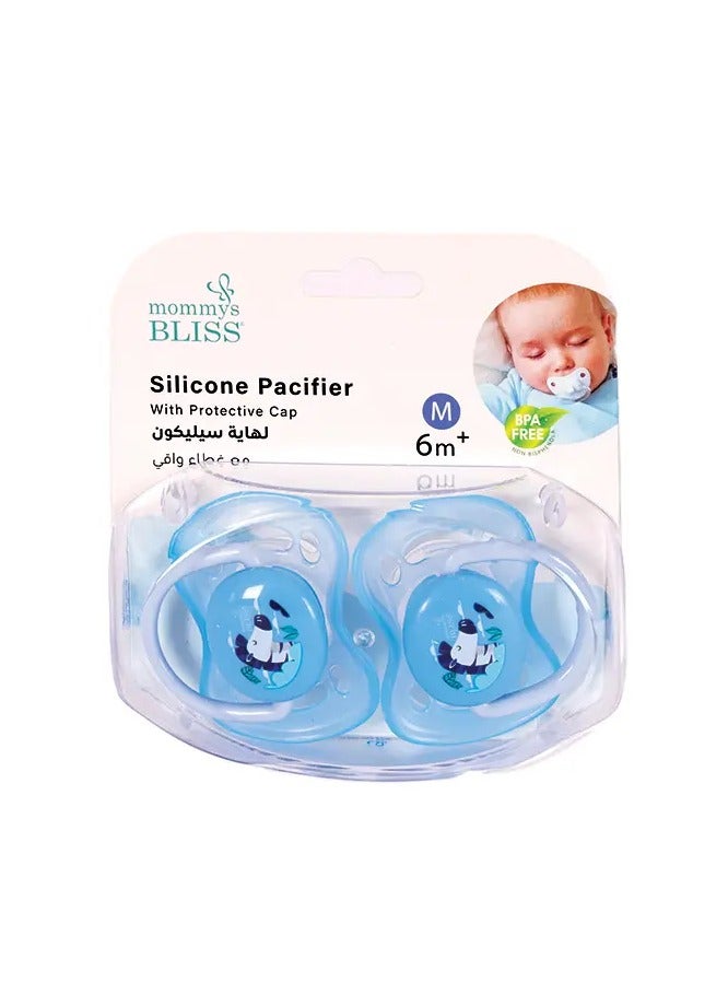 Mommy's Bliss Dual Pacifier Blue – Bpa-Free Silicone Pacifier & Teething Soother For Babies - Image 1