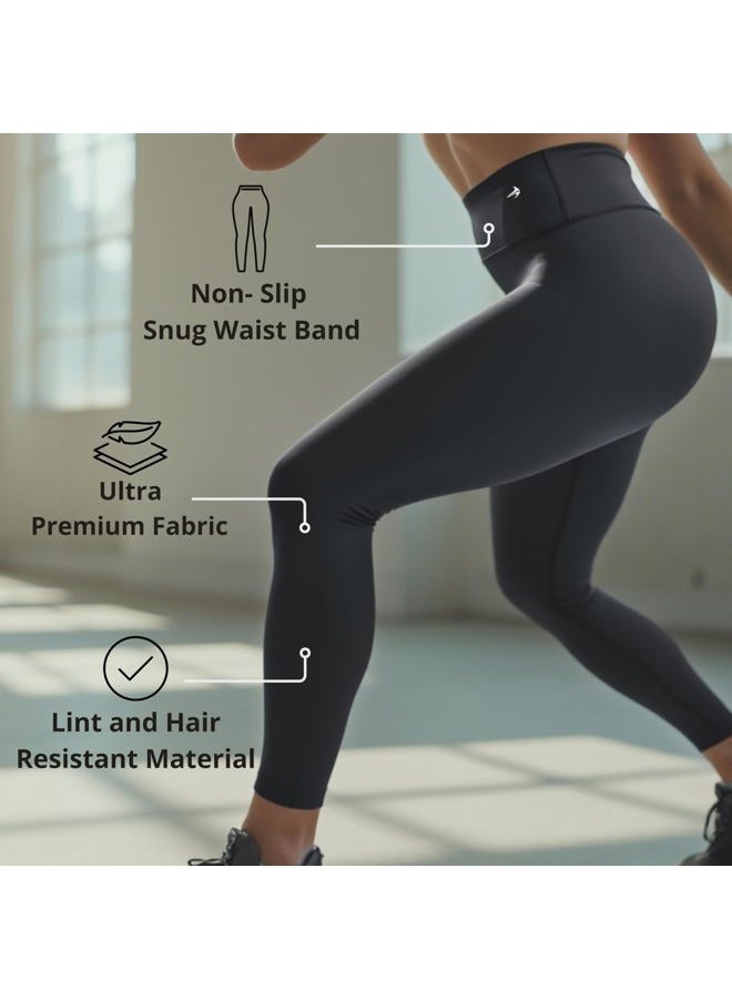 CompressionZ Womens Compression Leggings - High Waisted Yoga Pants for Running Gym & Working Out (Black, Large) - Image 4