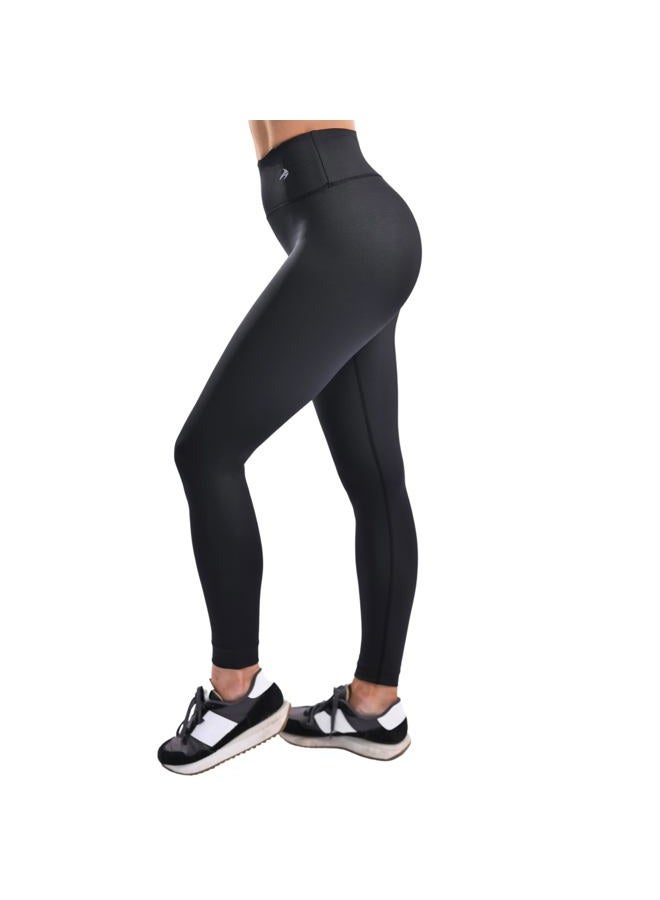 CompressionZ Womens Compression Leggings - High Waisted Yoga Pants for Running Gym & Working Out (Black, Large) - Image 1