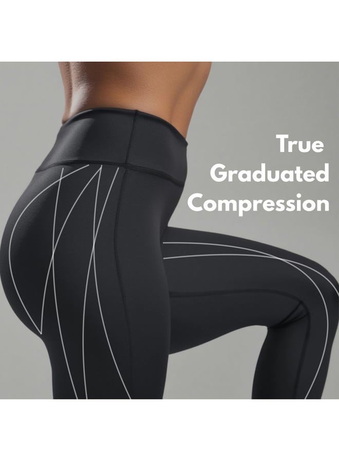 CompressionZ Womens Compression Leggings - High Waisted Yoga Pants for Running Gym & Working Out (Black, Large) - Image 5