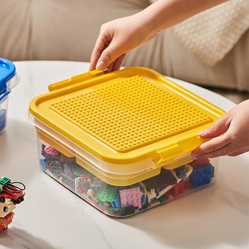 WMM Toys Storage Organizer Bins for Lego Building Blocks Storage with Building Baseplate Lid Storage Containers for Building Brick Storage Plastic Stackable Organizer Bin Toy Chest - Image 1