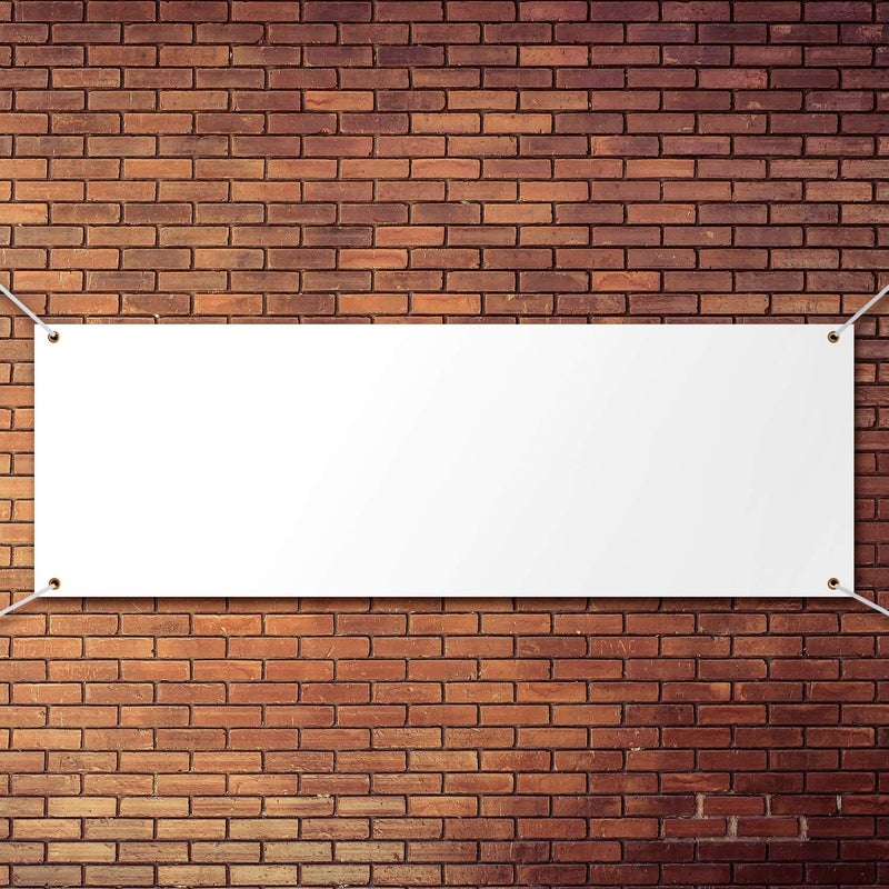 klarako Large Banners and Signs Blank Polyester Oxford Cloth Sublimation Easy Hang DIY Banner with Hanging Rope for Indoor Wall Outdoor Business Office (White,2 x 6 Feet) - Image 1