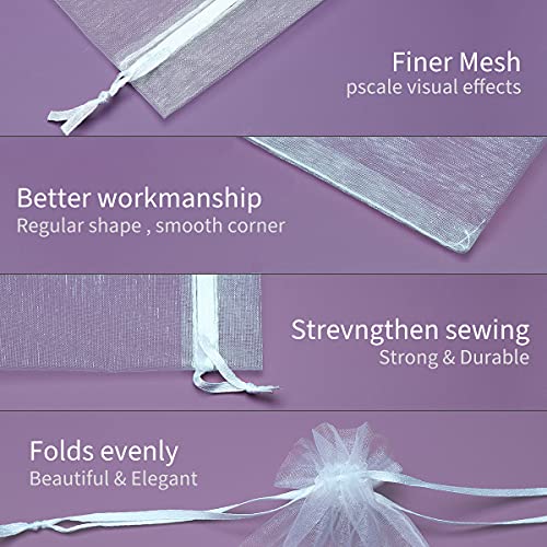 Akstore 50PCS Premium Sheer Organza Gift Bags, 3X4 inch Elegant Jewelry Pouches, Wedding Favors, Christmas Party Decorations, Bathroom Soaps & Makeup Wrapping Supplies (White) - Image 4