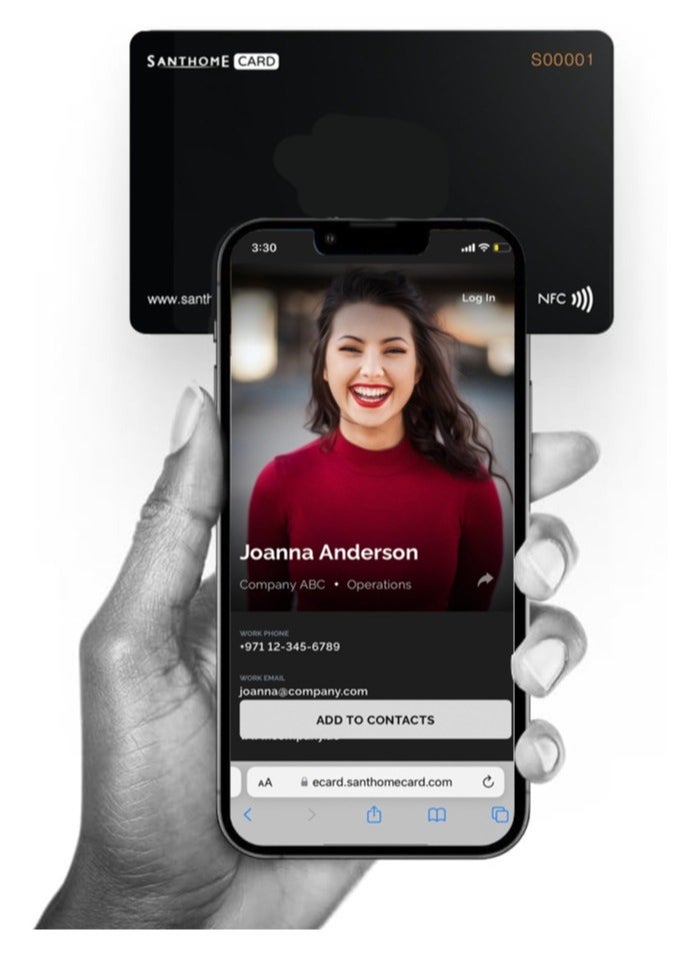 SANTHOME - Digital Business Card by Santhome Smart Business card Black NFC Tap plus QR Code scan for Instant Contact Compatible with iOS and Android without app installation GDPR compliant - Image 1