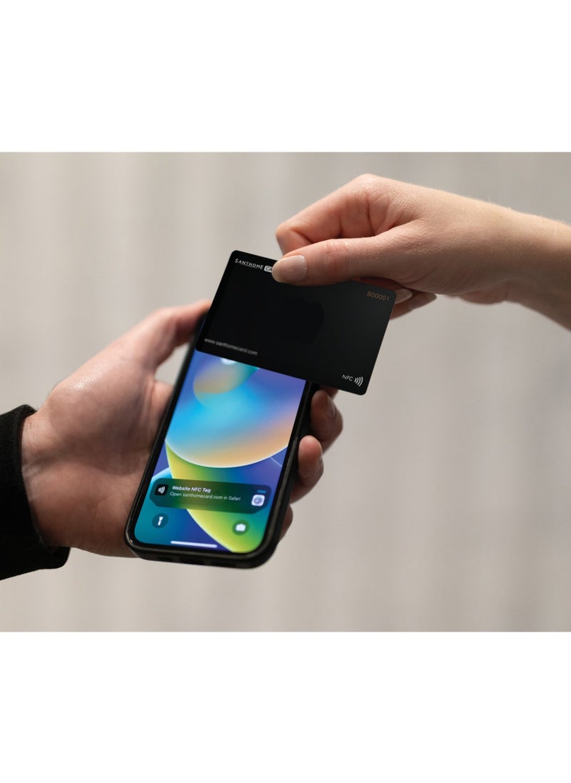 SANTHOME - Digital Business Card by Santhome Smart Business card Black NFC Tap plus QR Code scan for Instant Contact Compatible with iOS and Android without app installation GDPR compliant - Image 1