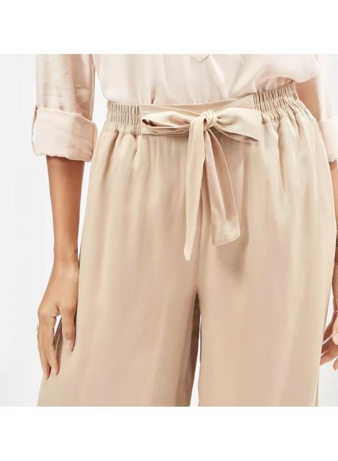 بنطال فضفاض واسع الساق للنساء مع حزام خصر، بنطال بالازو فضفاض KU319 - Image 3