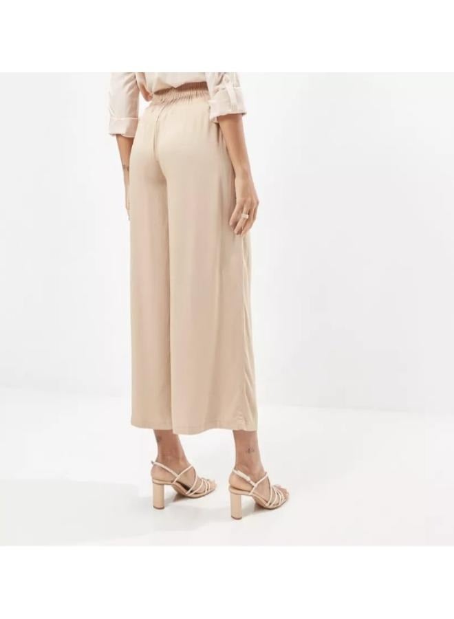 بنطال فضفاض واسع الساق للنساء مع حزام خصر، بنطال بالازو فضفاض KU319 - Image 2