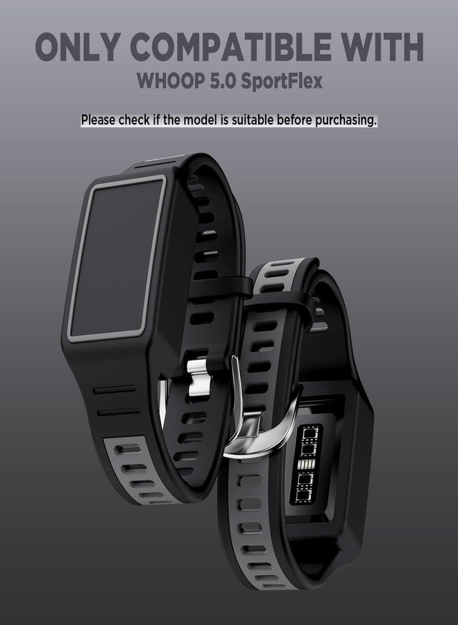 سوار سيليكون بديل FGERWZ لجهاز WHOOP 5.0 SportFlex، متوافق مع سوار WHOOP 5.0 SportFlex، ملحقات سوار بديل ناعم مقاوم للخدش ولطيف على البشرة (أسود رمادي) - Image 2