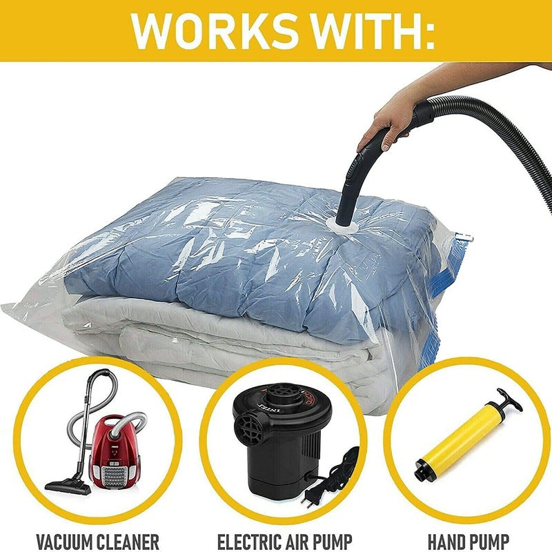PPK24X9 Heavy Quality Vacuum Storage Reusable Zip lock Smart Space Saver Bags with Hand Pump for Travel  - Image 5