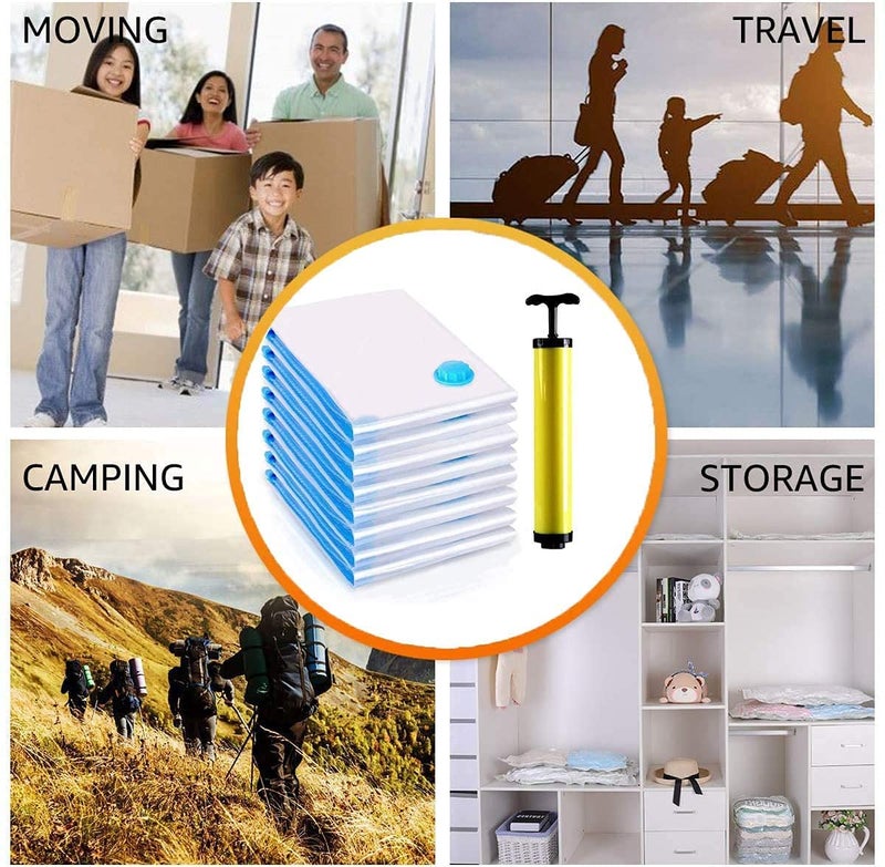 PPK24X9 Heavy Quality Vacuum Storage Reusable Zip lock Smart Space Saver Bags with Hand Pump for Travel  - Image 3