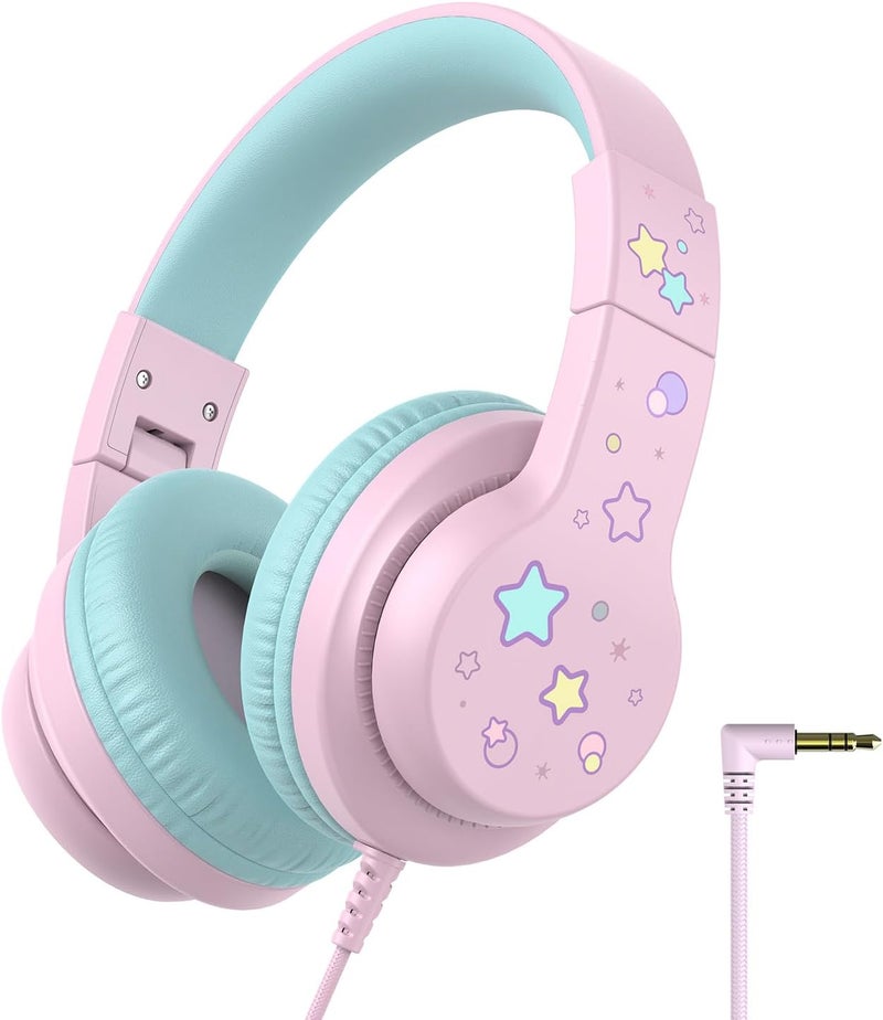 iClever Kids Headphones for School/Travel with Safe Volume 85dBA, HS19S Stereo Sound Over-Ear Girls Boys Headphones for Kids, Foldable 3.5mm Wired Headphone for iPad/Computer - Image 1
