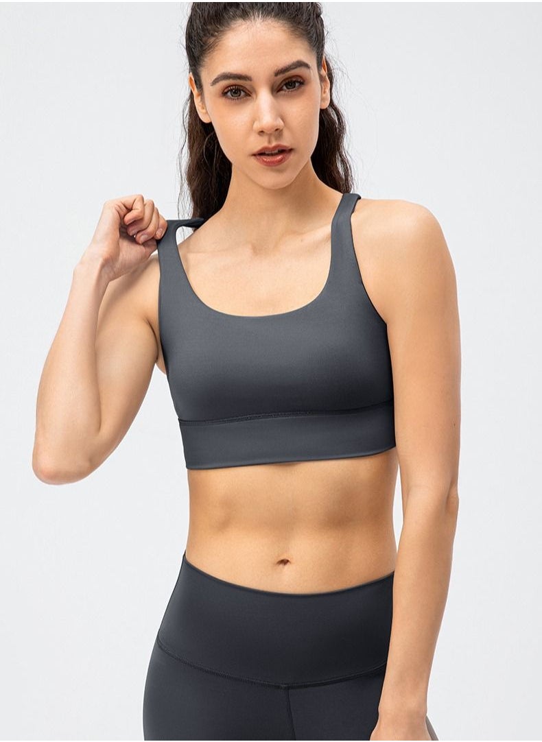 Loquat - New  nylon shock gathering running bra yoga vest - Image 1