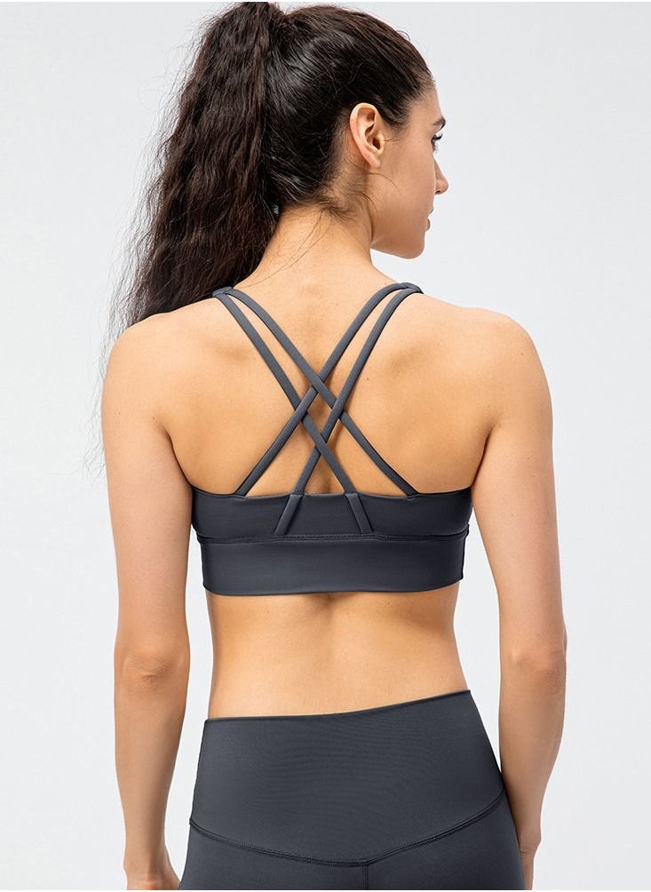 Loquat - New  nylon shock gathering running bra yoga vest - Image 1