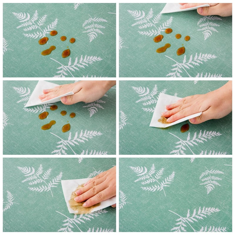 Pioggia مائدة مائدة مستديرة فينيل مع دعم من الفانيلا المائدة المرنة قماش مقاوم للزيت مقاوم للماء (أوراق خضراء صغيرة مستديرة طاولة تصل إلى 40 ""-44 "" قطرها) - Image 5