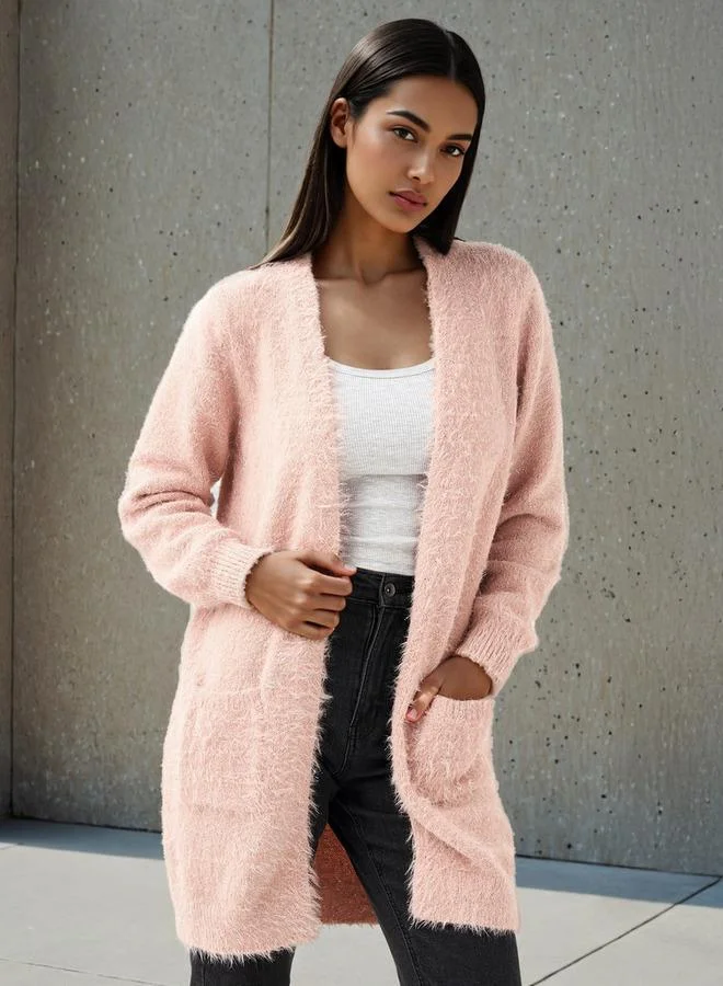 2Xtremz 2Xtremz Textured Lurex Longline Cardigan