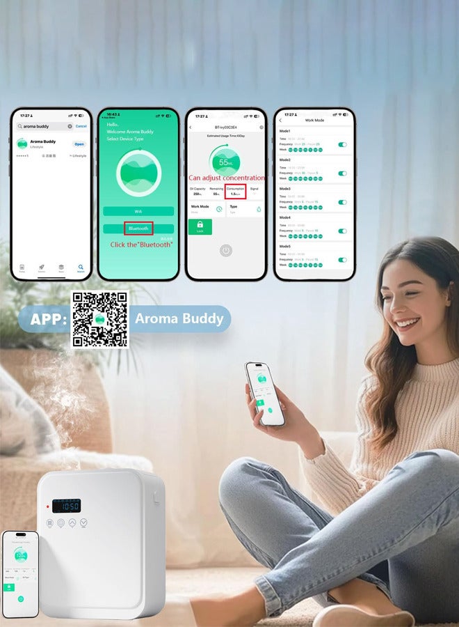 Joshberg Smart Scent Air Machine for Home,Waterless Essential Oil Diffuser with Cold Air Diffuser with App Control,Hotel,Spa, Office Collection Diffuser, Waterless Whole House,White - Image 2