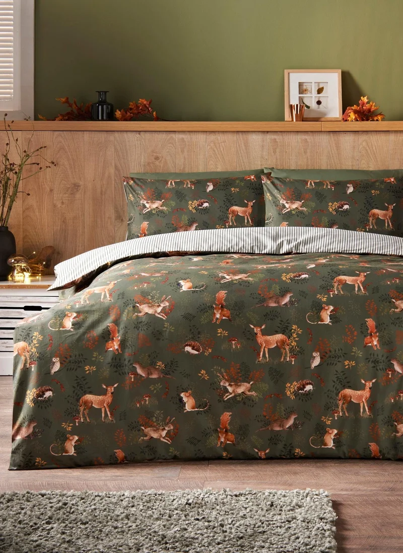 Matalan Green Woodland Animal Duvet Set