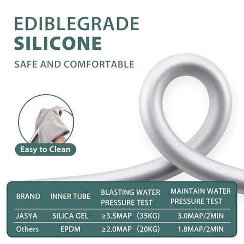 Jasya Silicone Shower Hose Extra Long,Explosion Proof Anti Winding Showerhead Hose,Used In Showerheads Spray Bidet Bathing Toilet Cleaning Flexible RV Shower Hoses Replacement (Silver, 59 In) - Image 4