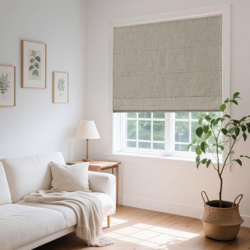 Joydeco Cordless Roman Shades, Linen Fabric Window Blinds, Thermal Insulated Blackout Blinds, Room Darkening Shades for Indoor Windows, Easy to Install, 24" WÃ—75" H, Linen - Image 4