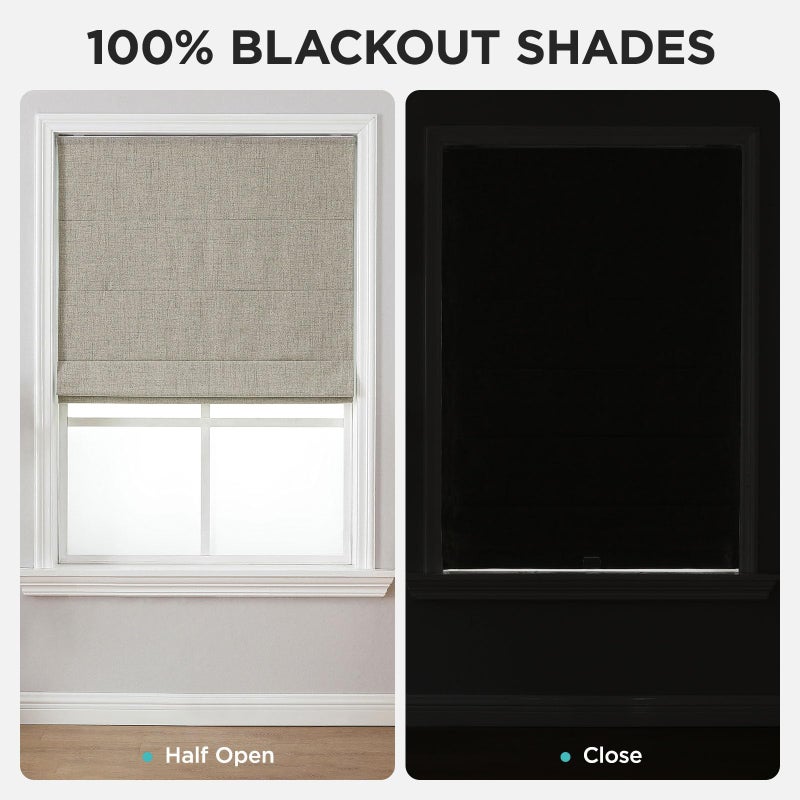 Joydeco Cordless Roman Shades, Linen Fabric Window Blinds, Thermal Insulated Blackout Blinds, Room Darkening Shades for Indoor Windows, Easy to Install, 24" WÃ—75" H, Linen - Image 3