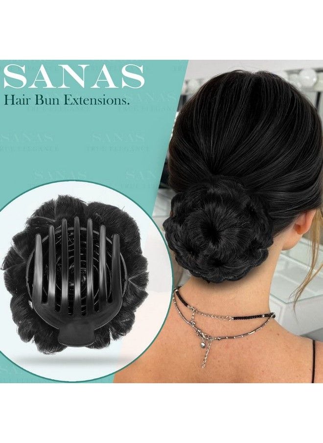Sanas - Bun Extension For Women 1Pc Readymade Bun Bridal Hair Bun Extension Faux Bun Synthetic Hair Bun Juda Bun For Women Stylish Black Hair Extensions For Women Hair Buns For Women 1Pc - Image 1