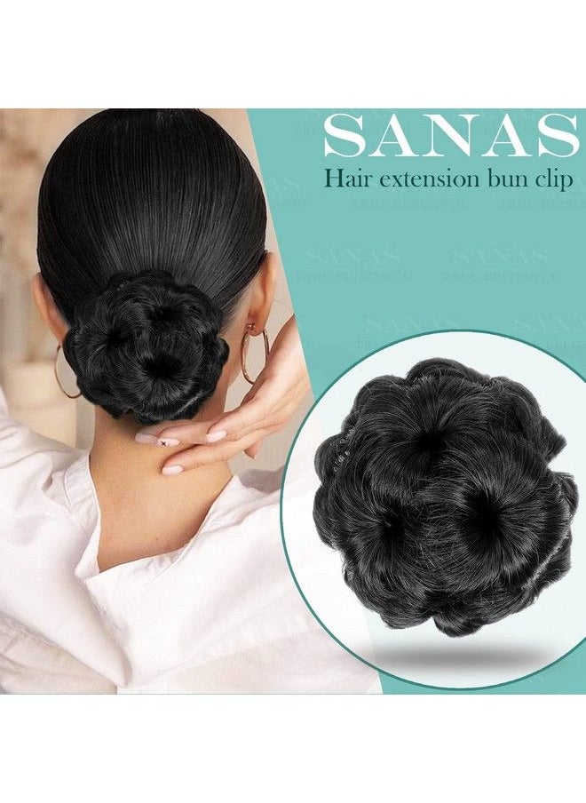 Sanas - Bun Extension For Women 1Pc Readymade Bun Bridal Hair Bun Extension Faux Bun Synthetic Hair Bun Juda Bun For Women Stylish Black Hair Extensions For Women Hair Buns For Women 1Pc - Image 1