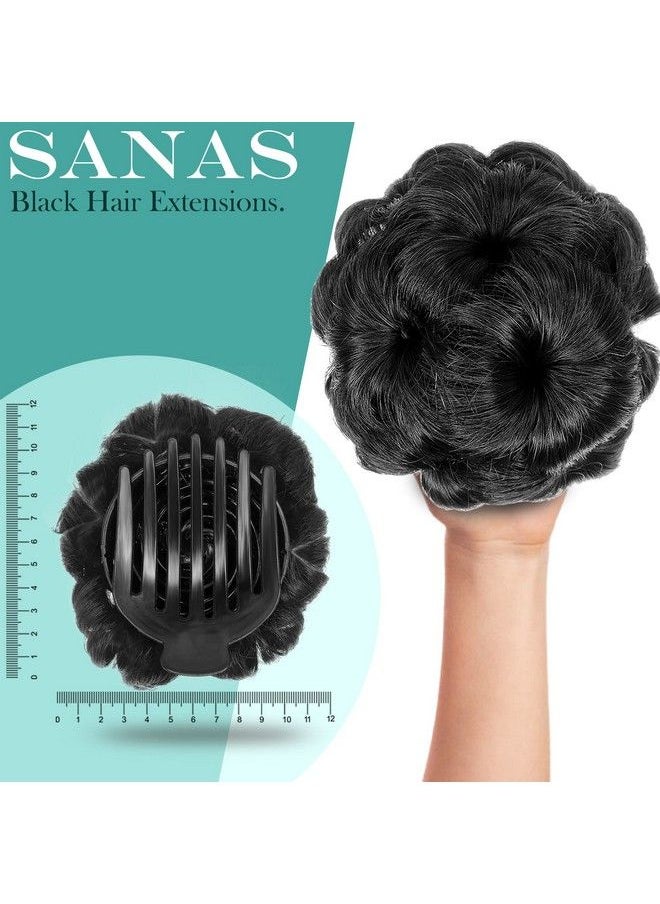 Sanas - Bun Extension For Women 1Pc Readymade Bun Bridal Hair Bun Extension Faux Bun Synthetic Hair Bun Juda Bun For Women Stylish Black Hair Extensions For Women Hair Buns For Women 1Pc - Image 1