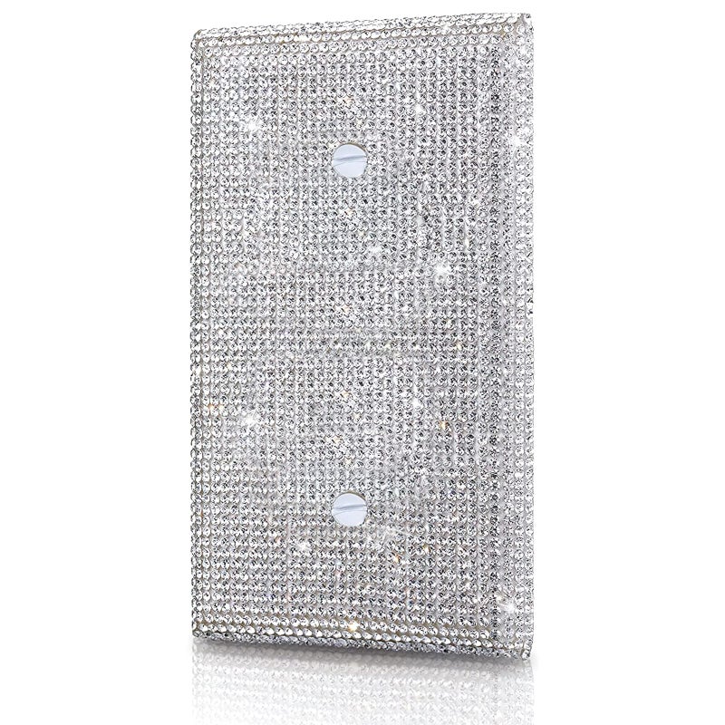 Gaocai Silver Shiny Silver Rhinestones Wall Plates Light Switch Cover Plate Decorative 3 Gang Wall Plate Bling Light Switch Cover