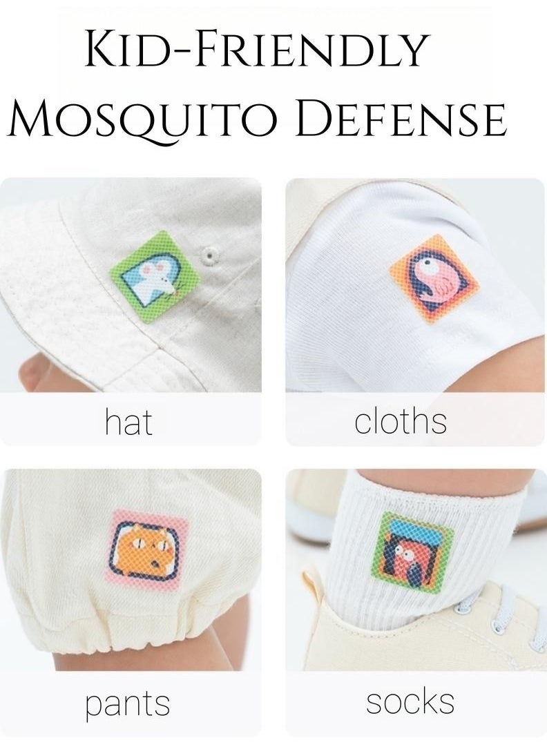 96pcs Mosquito Stickers 6h Long-lasting Protection Mosquito Patches for Baby Kids and Adults, Eucalyptus Peppermint Essential Oil Stickers Cute Animal Design