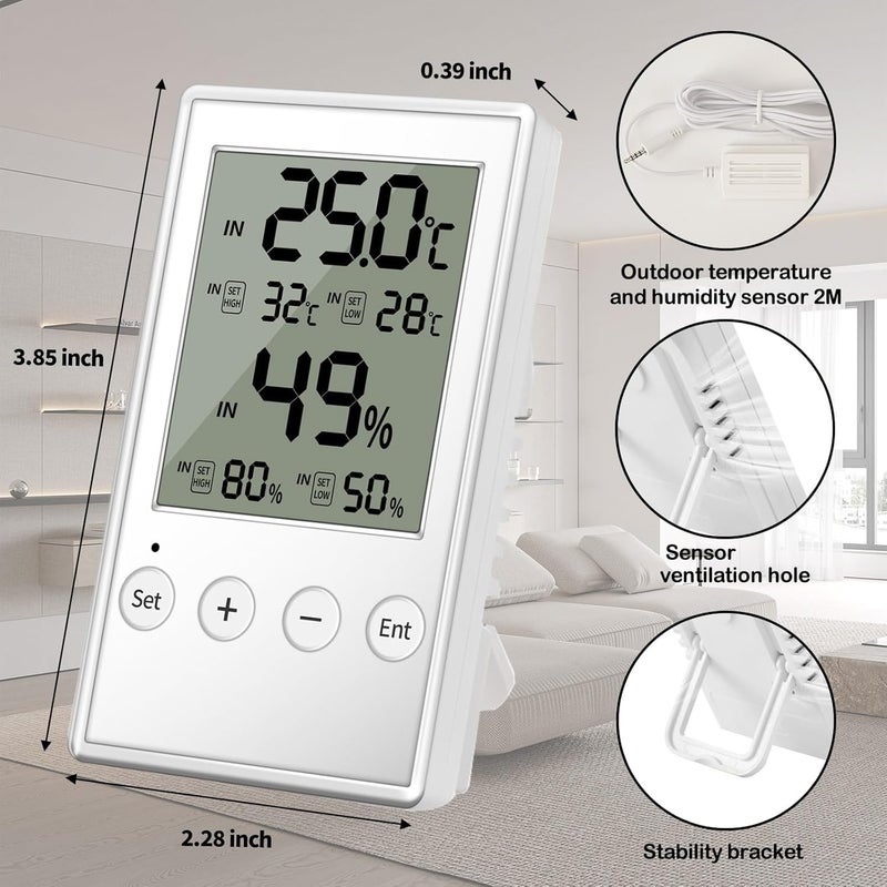 KASTWAVE Reptile Thermometer Hygrometer Digital, High/Low Temperature and Humidity Alarms, Indoor Outdoor Thermometer with External Probe for Heatstroke Prevention, Skin Care, and Health Management (White) - Image 4