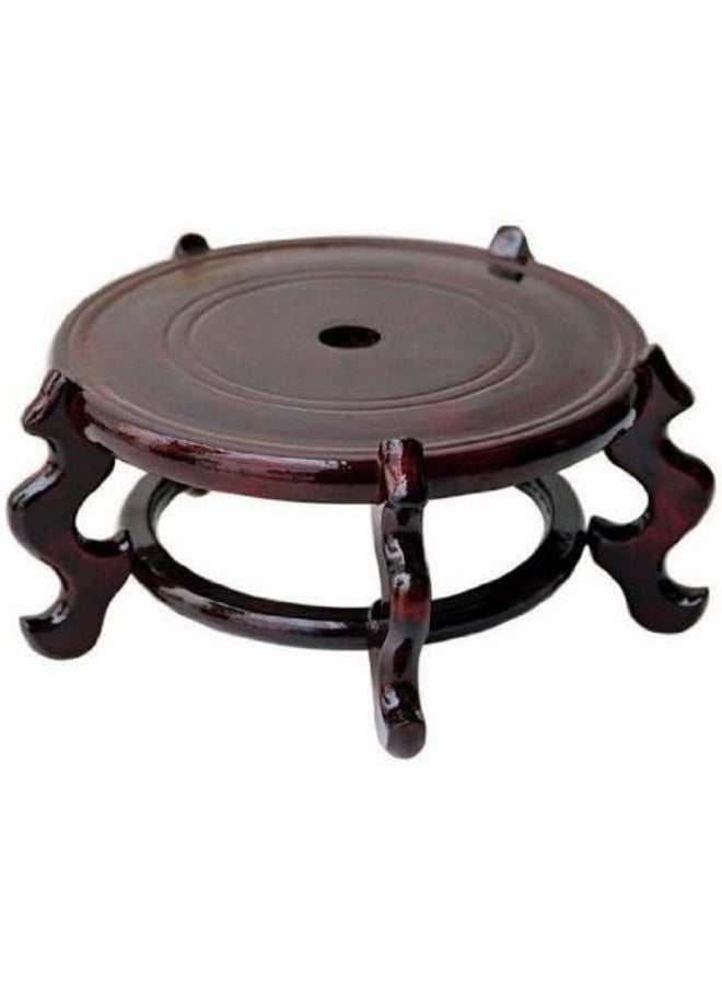 Asian Home Beautiful Hand Craft Rosewood Oriental Vase Stand 7.5"