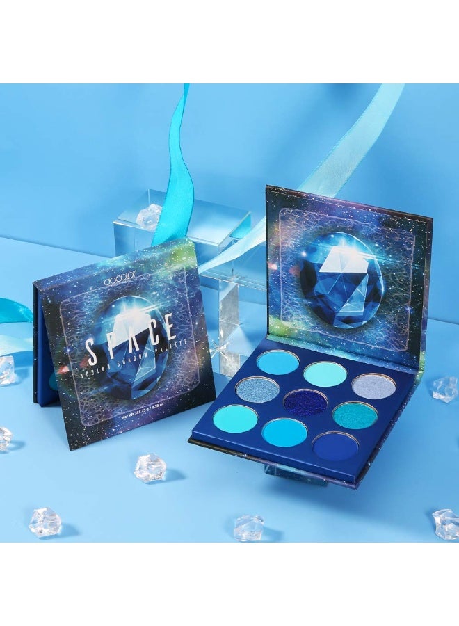 docolor Eyeshadow Palette 9 Colors Blue Eyeshadow Gemstone Shadow Palette Highly Pigmented Mattes Shimmers Smokey Glitter Cream Colorful Powder Blendable Long Lasting Waterproof Makeup Palette