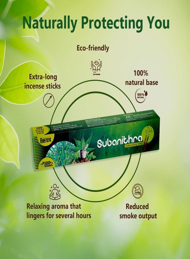 AVL Subanithra بخور أعشاب AVL Subanithra، 200 عود | من إنتاج Eyetex | أعشاب طبيعية 100% | خالٍ من المواد الكيميائية | دخان قليل | صديق للبيئة - Image 2