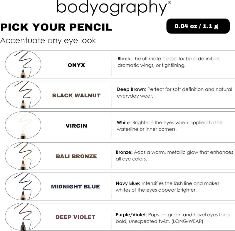 Bodyography Cream Eye Pencil in Black Walnut - Dark Brown Waterproof Makeup Pencil with Coconut Oil - Image 2