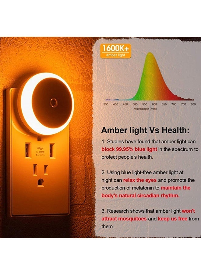 Sweet Life 6 Pack Amber Night Light Plug in, Dusk to Dawn Sensor, Blue Light Blocking, Automatic Nightlight, Energy Efficient, Night Lights Plug into Wall, for Bathroom, Bedroom, Kitchen, Hallway, Stairway - Image 4