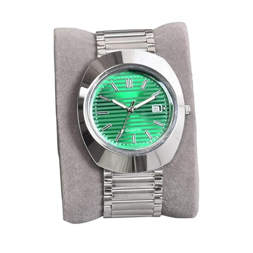 SWADESI STUFF Men's Black Stylish Analog Watch with Date Display | Stainless Steel Silver Strap (Green) - Image 1