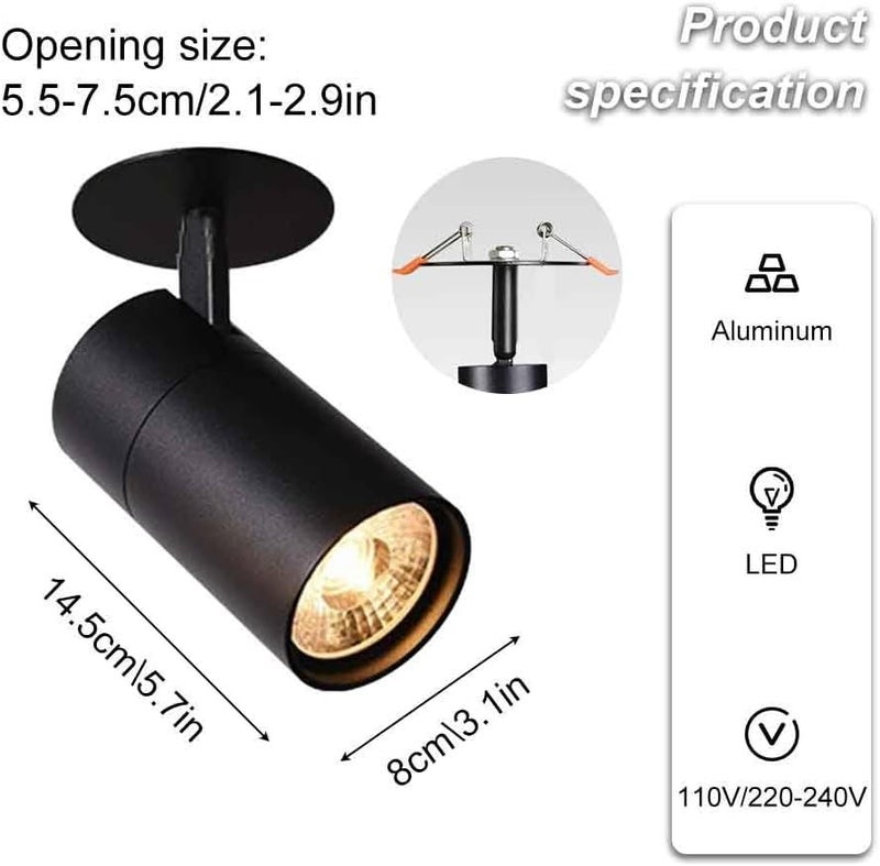 Adjustable Flush Mount Spotlight LED Ceiling Spot Lights, 360° Rotation Recessed Spotlights Directional Focus Accent Lighting for Kitchen Gallery Art Picture(White-4000K,20W) (Black 6000K) - Image 4