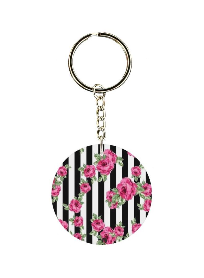 Floral Printed Single Sided Keychain