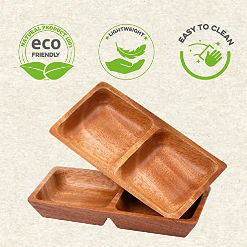 VieWood Mini Wooden Bowl Set of 4 (3.5 x 3.1 x 0.78 inch) for Condiments, Dip Sauce, Ketchup, Small Wood Bowl for Jam, little Prep, Olive (Scallop) - Image 4