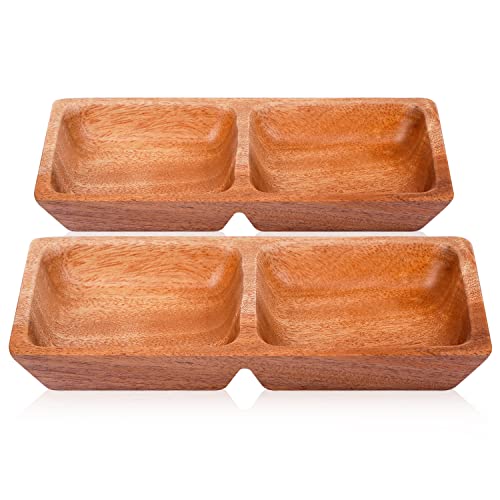 VieWood Mini Wooden Bowl Set of 4 (3.5 x 3.1 x 0.78 inch) for Condiments, Dip Sauce, Ketchup, Small Wood Bowl for Jam, little Prep, Olive (Scallop) - Image 1