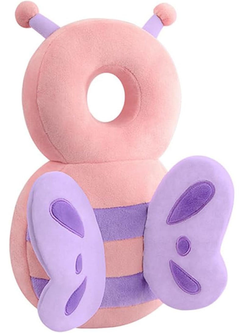 Baby Walker Head Protector Toddler Adjustable Baby Head Protection Backpack Wear Safety Pad (Pink Butterfly) - Image 1