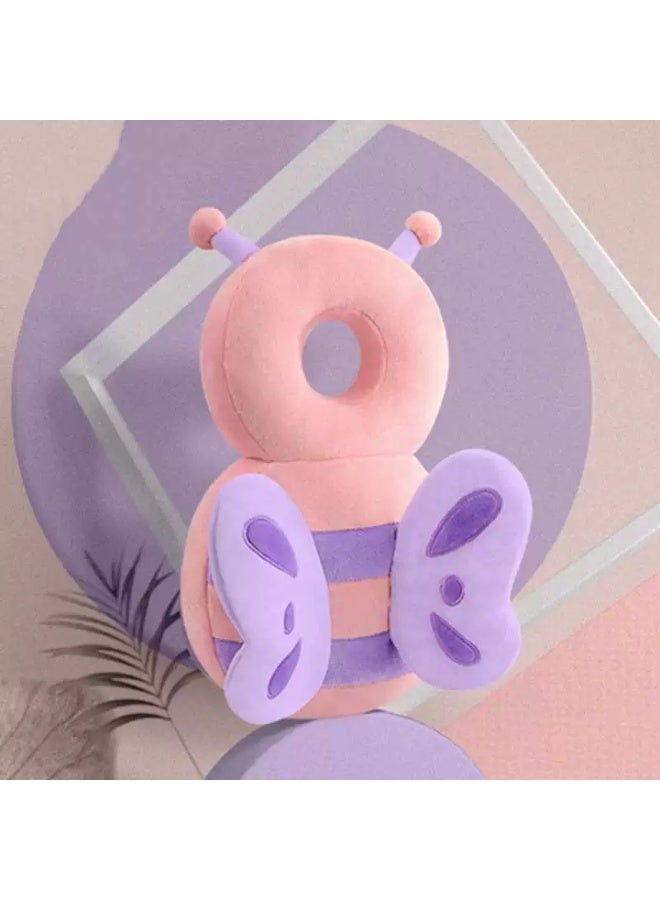 Baby Walker Head Protector Toddler Adjustable Baby Head Protection Backpack Wear Safety Pad (Pink Butterfly) - Image 2