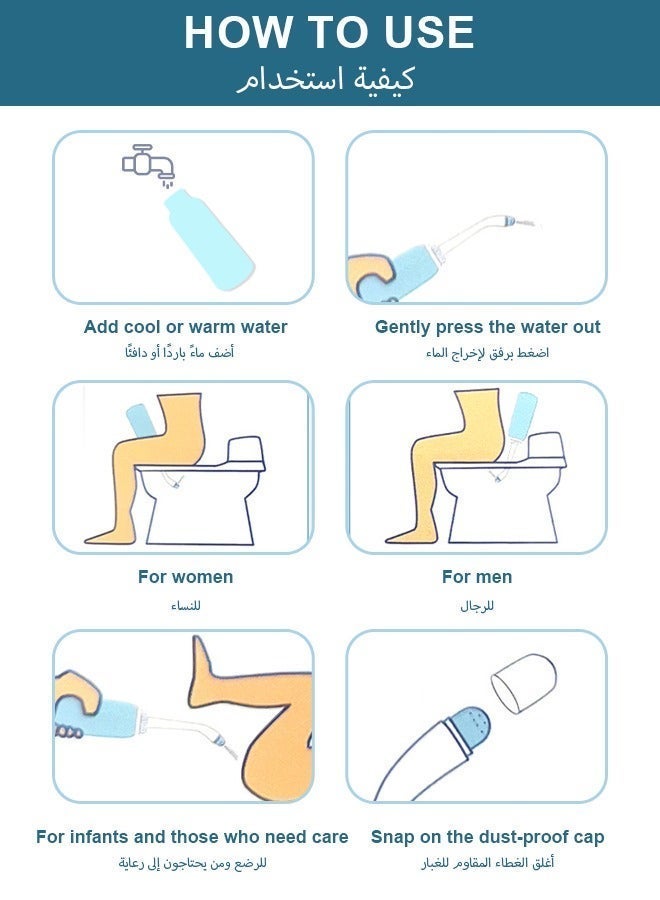 Portable Travel Bidet Upgraded  Material with Nozzles, for Toilet Handheld Postpartum Perineal Cleansing Childbirth Cleaner - for Outdoor,Camping,Travling,Personal Hygiene, 500 ml - Image 4