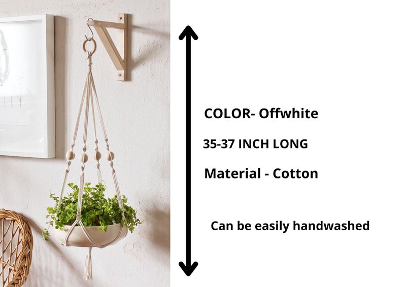 Zippy Flora Macrame Plant Hanger for Home/Garden/Balcony (Off-white Lily Hanger) - Image 2