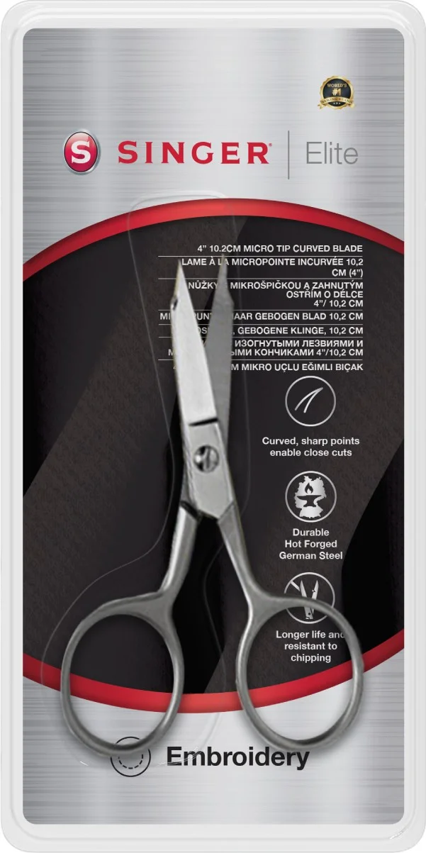 سينجر Elite Curved Micro Tip Embroidery Scissors 4"