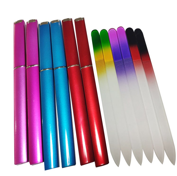 14Cm Two-Colorful Glass Nail File Colorfulful Tube Glass File Nail File Abs Tube - Image 2