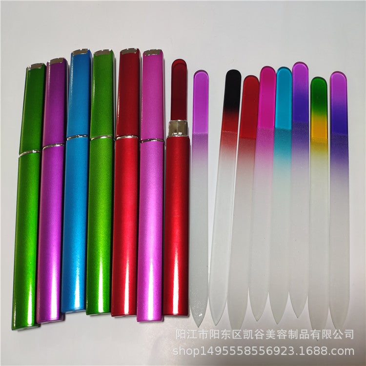 14Cm Two-Colorful Glass Nail File Colorfulful Tube Glass File Nail File Abs Tube - Image 4