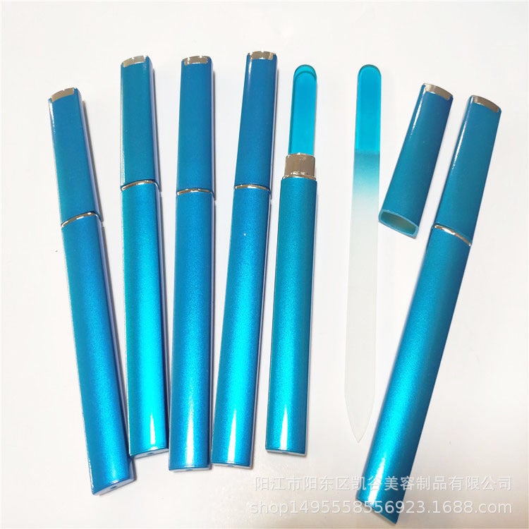 14Cm Two-Colorful Glass Nail File Colorfulful Tube Glass File Nail File Abs Tube - Image 1